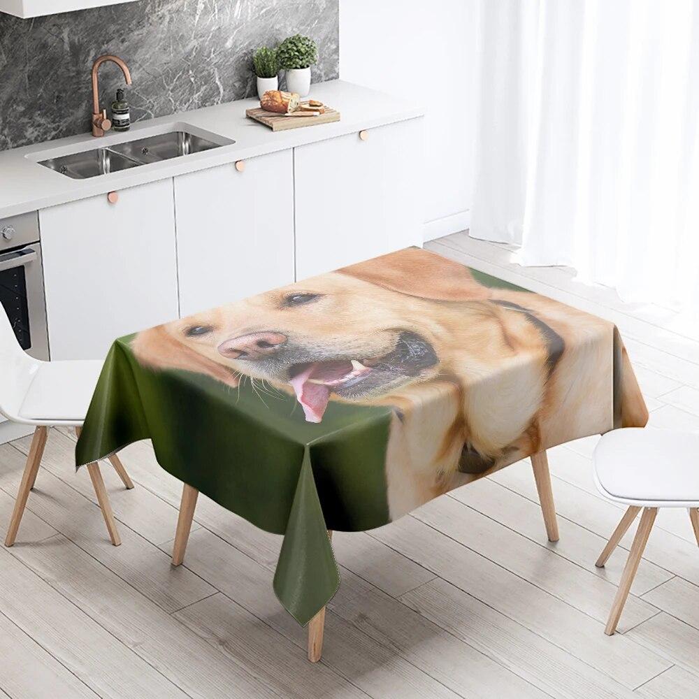 Cute Puppy Tablecloth Camping Party  Anti-Stain Waterproof Rectangular Kitchen Table Home Decor