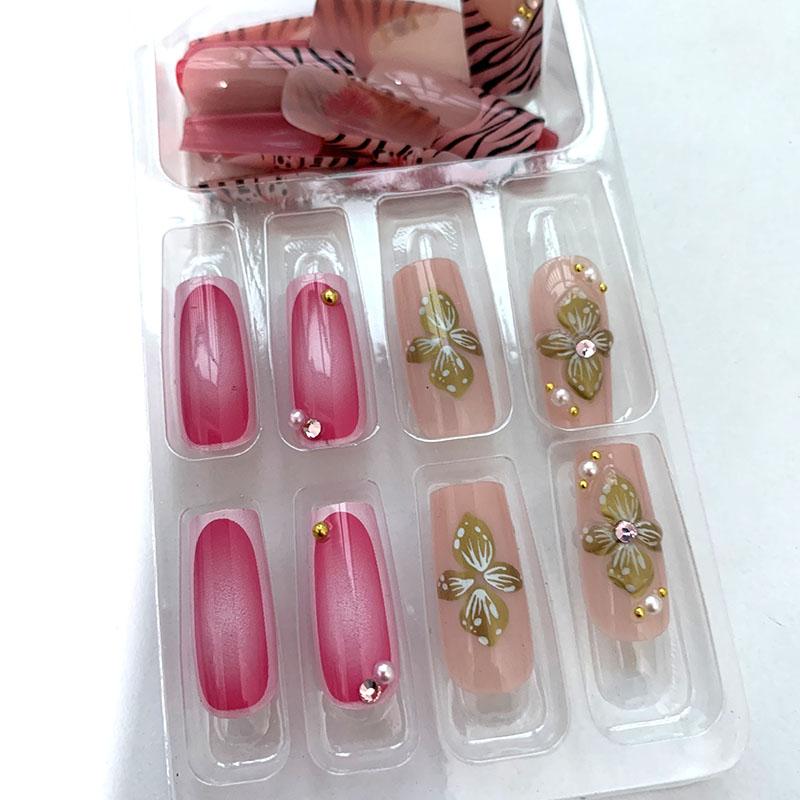 24 pcs/set Press on Nails Long Red Star Nail Girls Sexy Nail DIY Bridal Tip Daily Reusable Sexy Fake Nails Art For Women Decoration