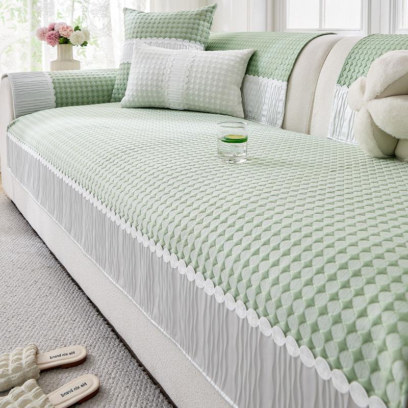Summer Cool Ice Silk Sofa Cushion  New Light French High-End Summer Thin Straight Non-Slip Mat
