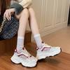 Trend Casual Mom WHITE Autumn Spring Sports Running Chunky Sneakers Women Shoes Platform Sports Women Vulcanized Shoes Lace Up