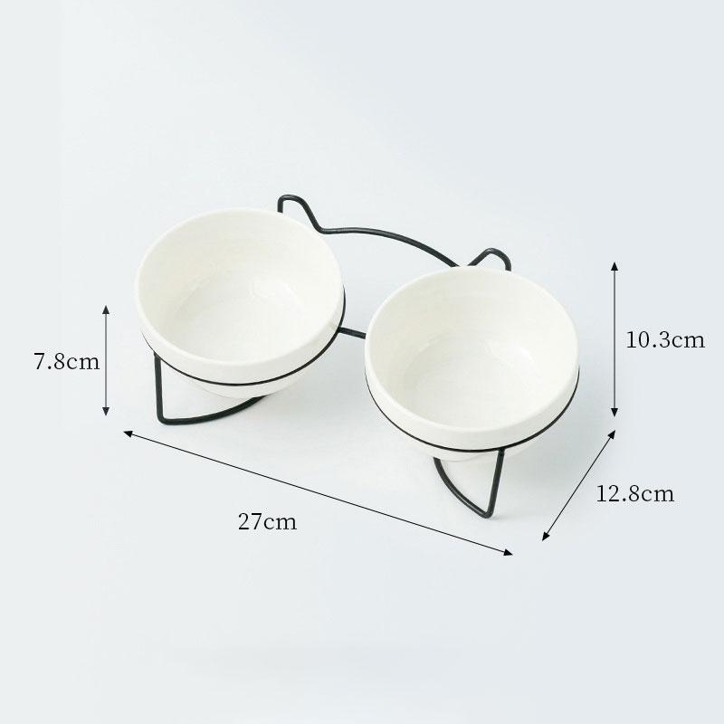 Pet Ceramic Bowl Cat Food Bowl Cervical Protection Pet Supplies Dog Drinking Water Bowl Cat Food Feeding with Raised Stand
