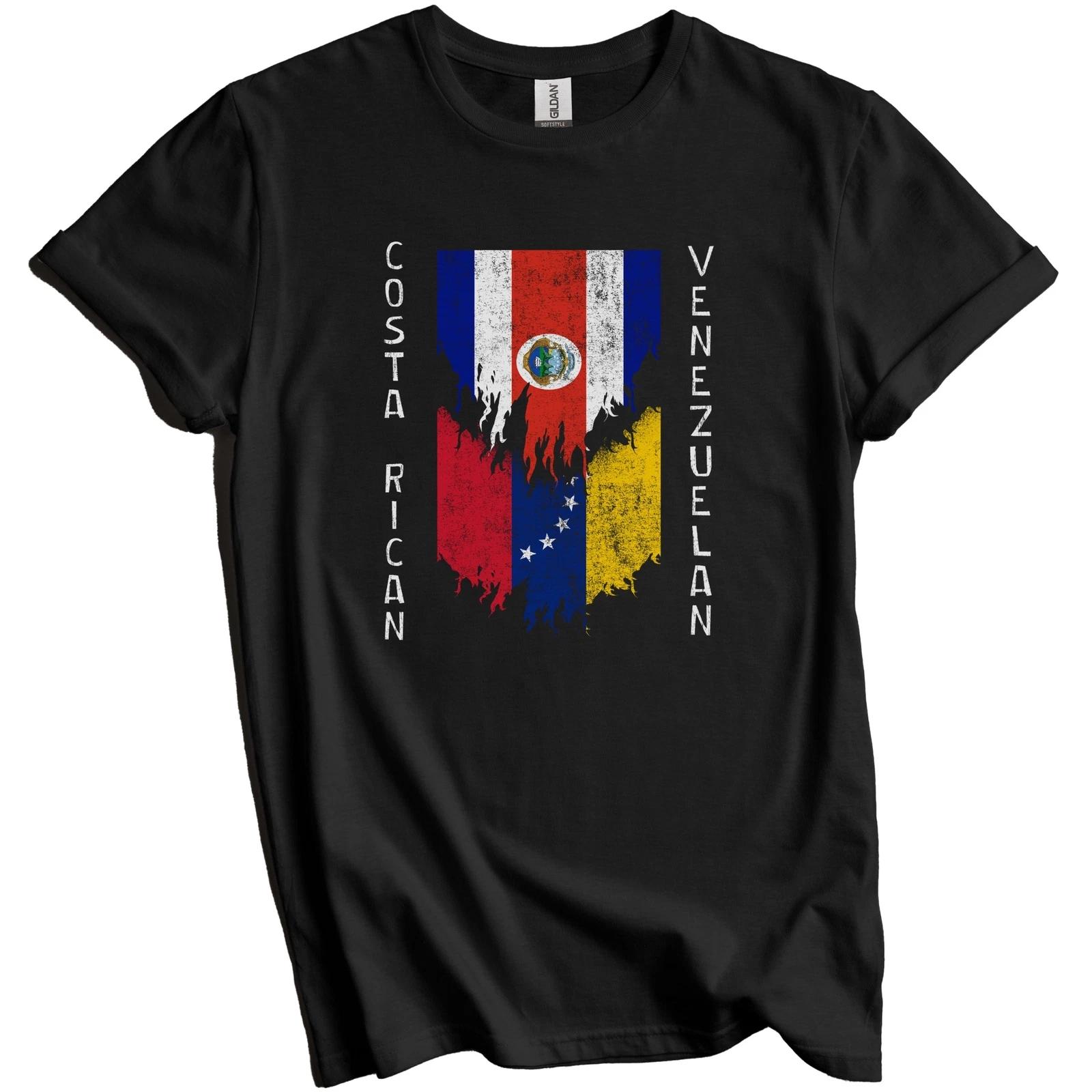 Costa Rican Venezuelan Flags Ripped Torn Costa Rica Venezuela T-Shirt 4XL