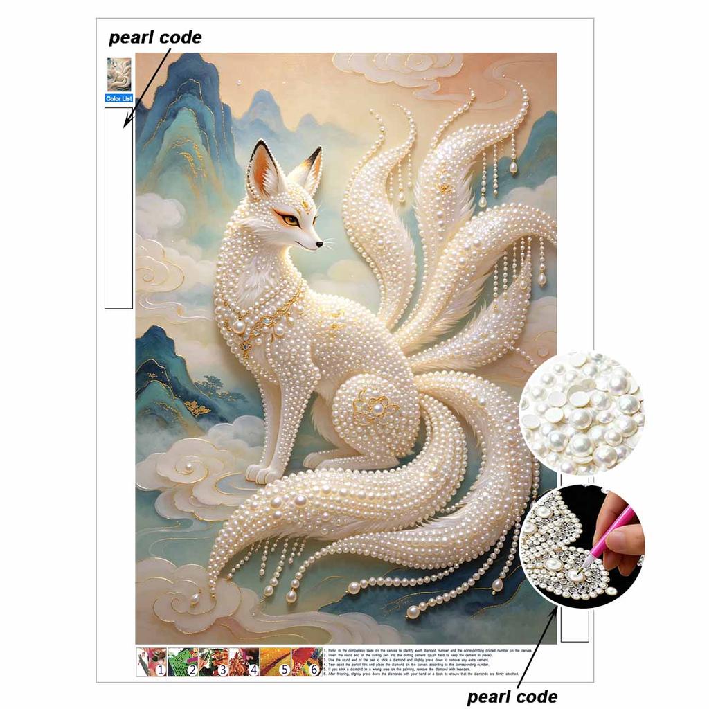 DIY Pearl Diamond Art Painting kits for Adult and Beginners, Majestic Fox Sparkling Painting Craft Home Wall Decor handmade Gift