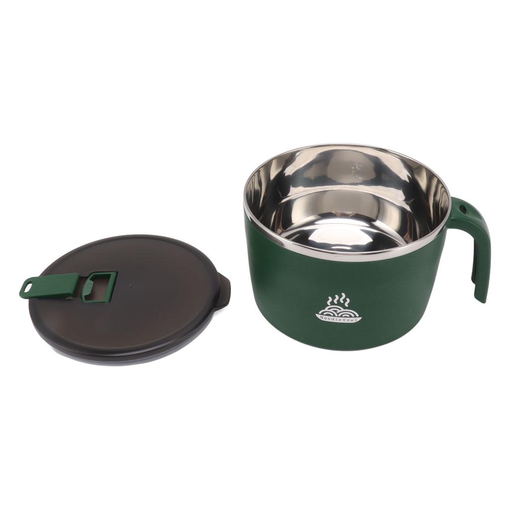 Stainless Steel Instant Noodle Bowl Seal Drain Soup Mug with Lid Phone Holder for Dormitory Office