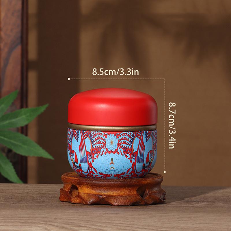 Mini Exquisite Prints Tea Tin Double Cover Tea Storage Container Portable Chinese Style Tea Can Universal Home Kandy Spices Can