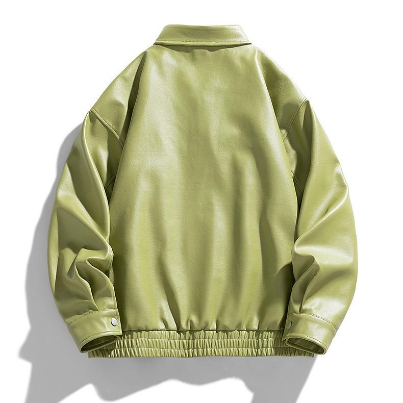 Retro Leather Jacket for Men Spring and Autumn Hip-hop Style Lapel Leather Jacket for Men Loose and Casual Coat