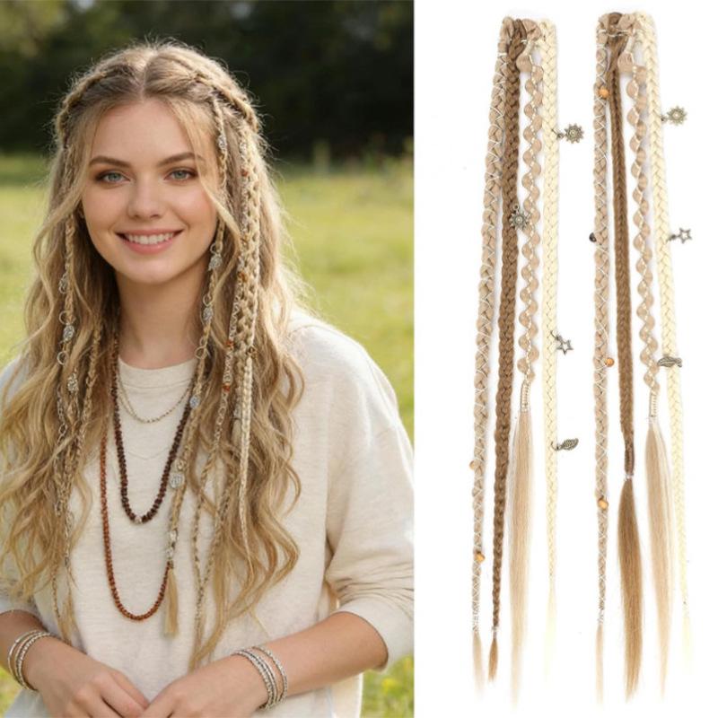 Estensioni Capelli Trecce a Coda di Pesce Intrecciate Stile Bohemien - Parrucca con Clip BB Treccine Box Donna