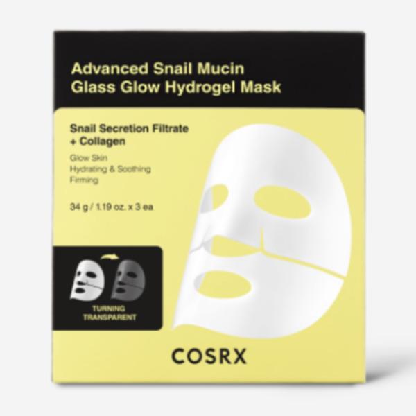 

COSRX Advanced SnailMucin Glass Glow Hydrogel Mask Repairing & Hydrating Face Mask 34g × 3pcs