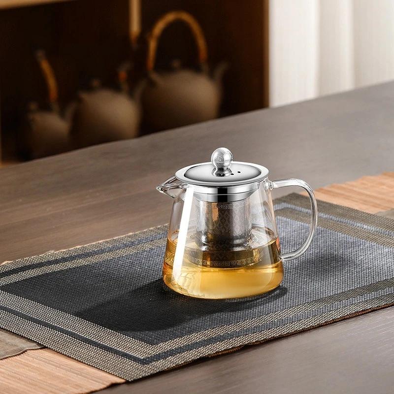 

Чайник из термостойкого стекла с высоким содержанием боросиликатного стекла и ситечком из нержавеющей стали. Чайник для заваривания. Кувшин для домашней стеклянной посуды.