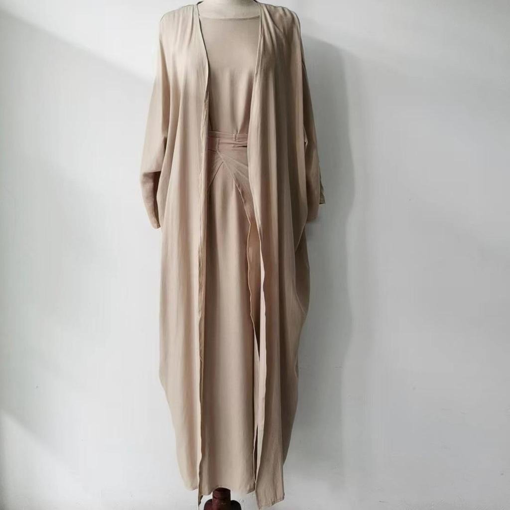 Elegant European & American Solid Color Cardigan Three-Piece Set for Middle East 