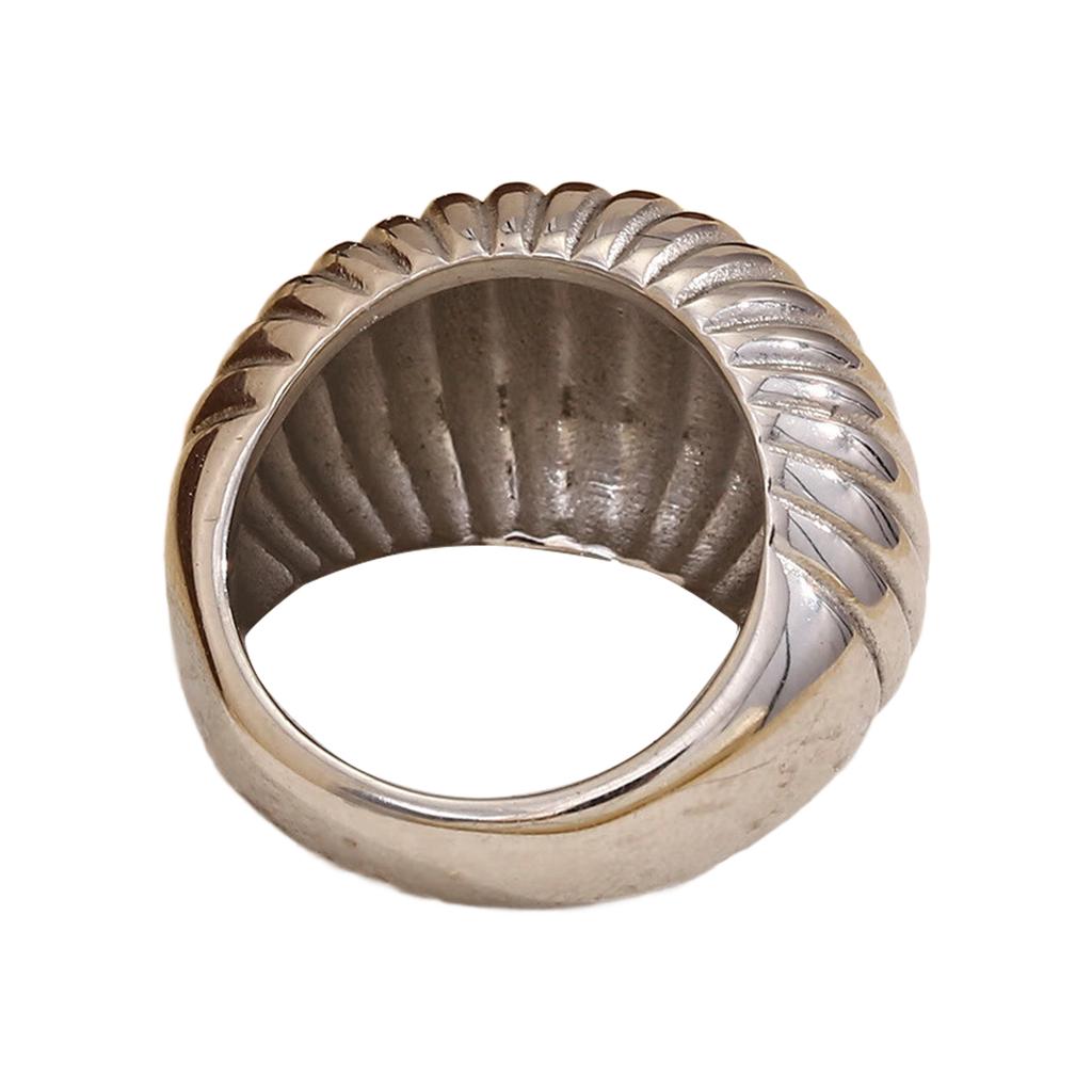 Edelstahlring mit Fettbrot-Design Chic Gold- oder Silberplattierter Edelstahlring-Anhänger für moderne Frauen