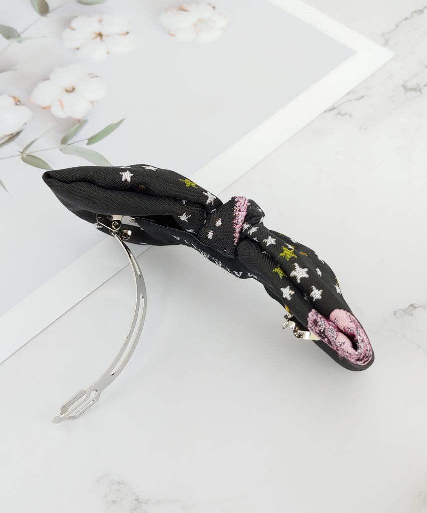 Maia Milky Way Star Jacquard Hair Ribbon Pin - Pink