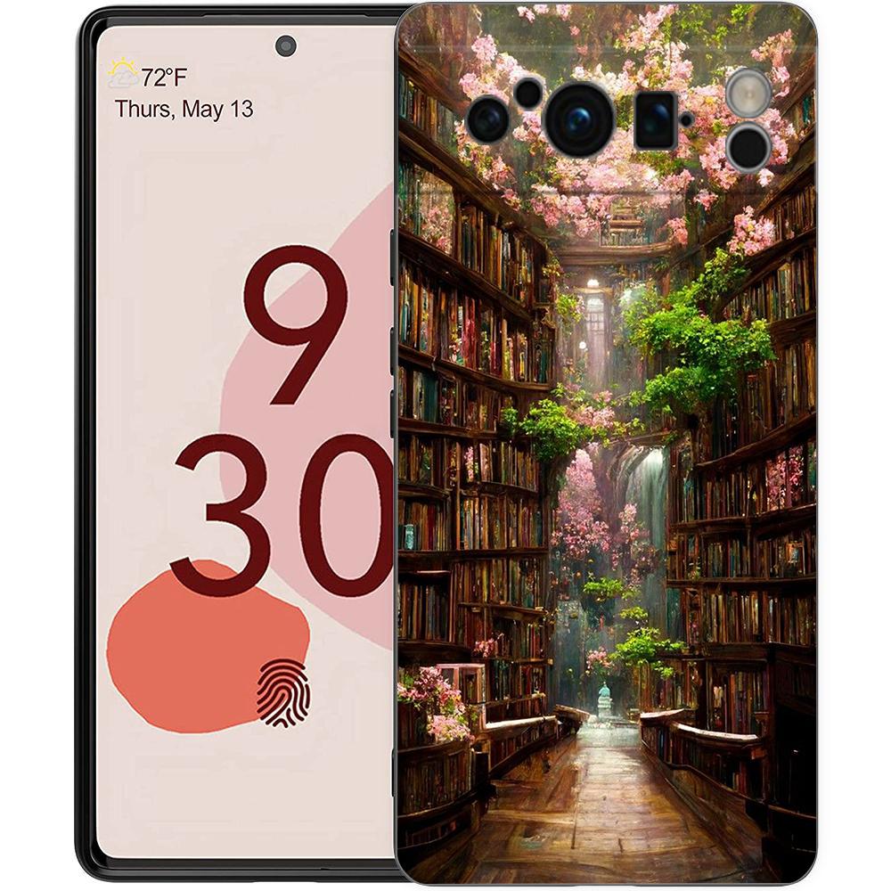 Luxury TPU Phone Case For Google Pixel 9 8 8A 7 7A 6 Pro XL 6A 5G Read Books Illustration Black Soft Back Cover