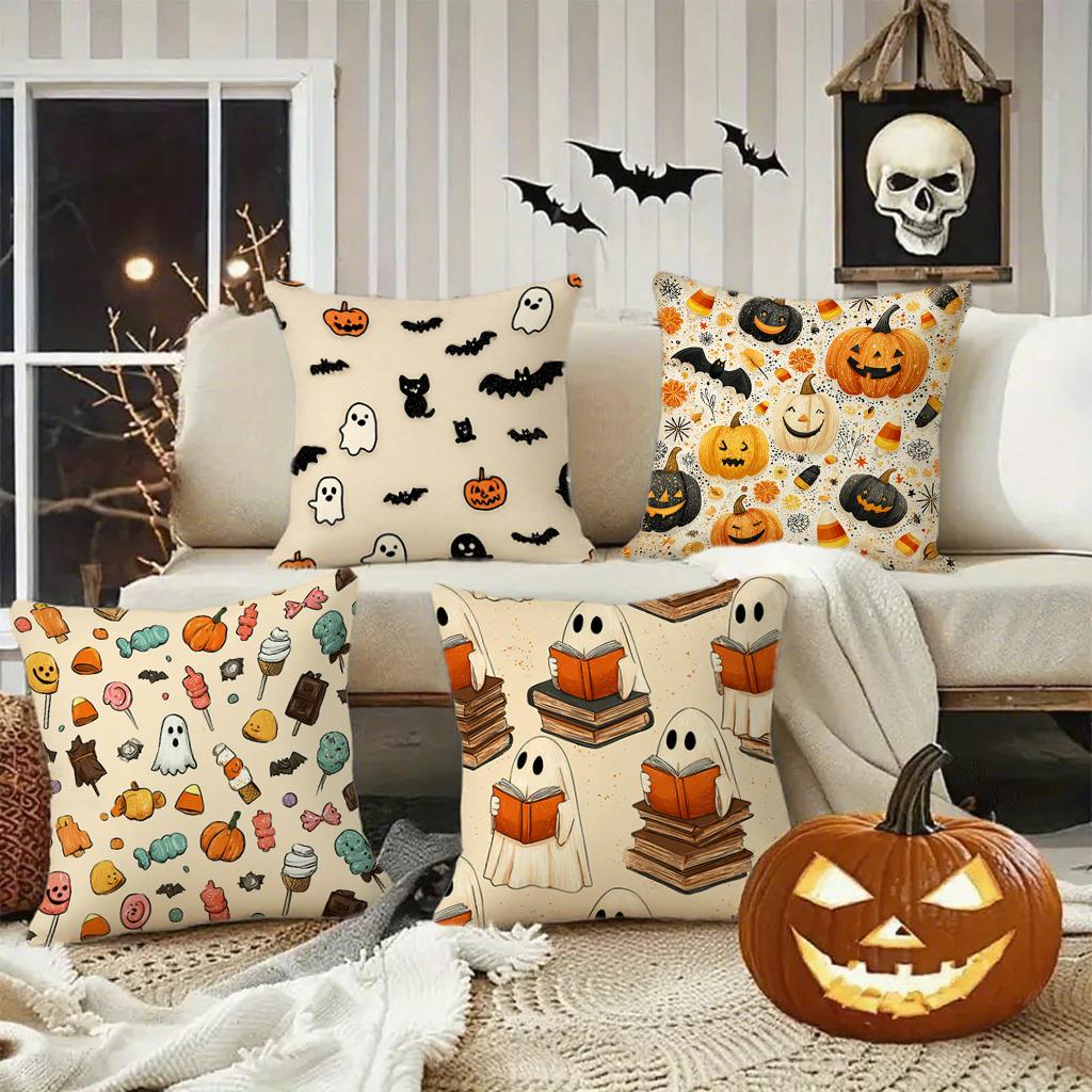 Halloween-themed Ghosts Reading PillowsSuitable for Sofa Car Bedroom Decorative Cushion Cover Pillow Cover