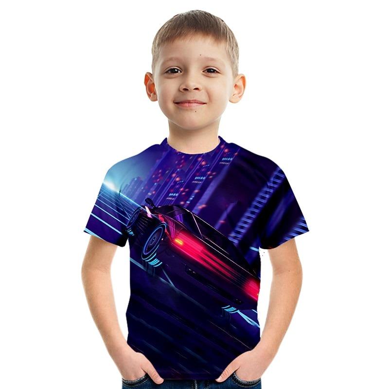 Boys' 3D Graphic Car 3D Print T shirt Tee Short Sleeve 3D Print Summer Active Fashion Cool Kids 3-12 Years