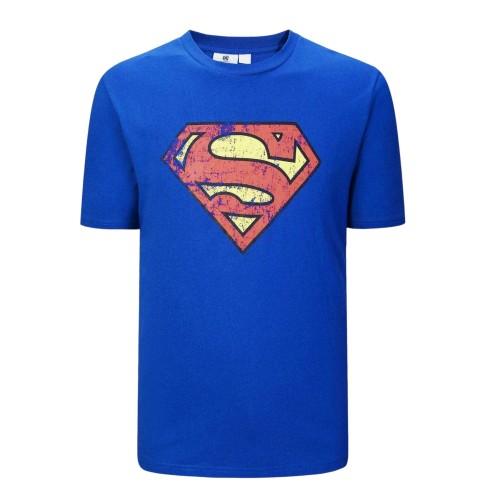 Superman Mens Distressed Logo Cotton Comfort T-Shirt
