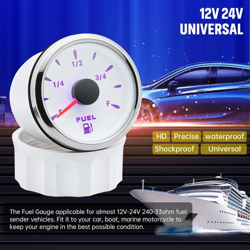 7 Color Backlight 52mm Fuel Level Tank Oil Level Gauge E-F Pointer Digit Gar Fuel Meter For 0-190 Ohm Oil Level Sensor Car Marin