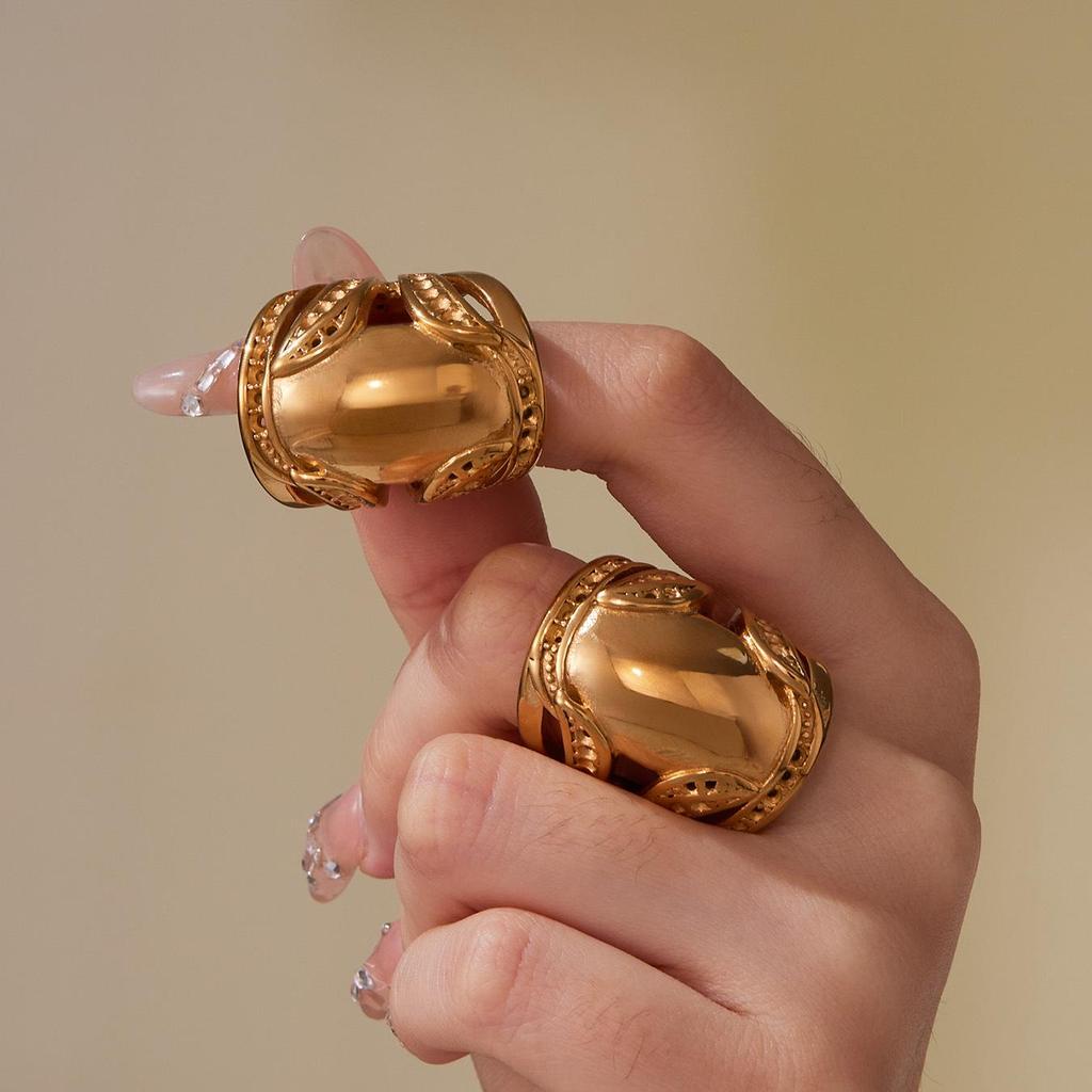 Oumaijia Stal Nierdzewna Pozłacana 18k Pierścień Ochraniacz Kciuka