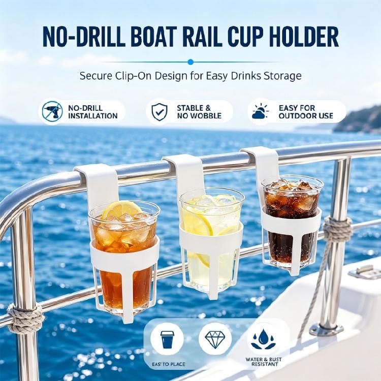 Travel Drink Access Hanging Cup Basket Pack of 4 for Boats Motorhomes and Vehicles, Hook-On Plastic Cup Frame Plus