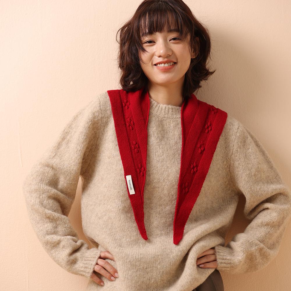 Korean White Ankara Red Shawl 111% Pure Wool Knitted Shawl Triangle Shawl Shawl Neck Scarf