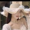 New bow lace straw hat women's summer seaside beach vacation sun hat large brim sun protection hat