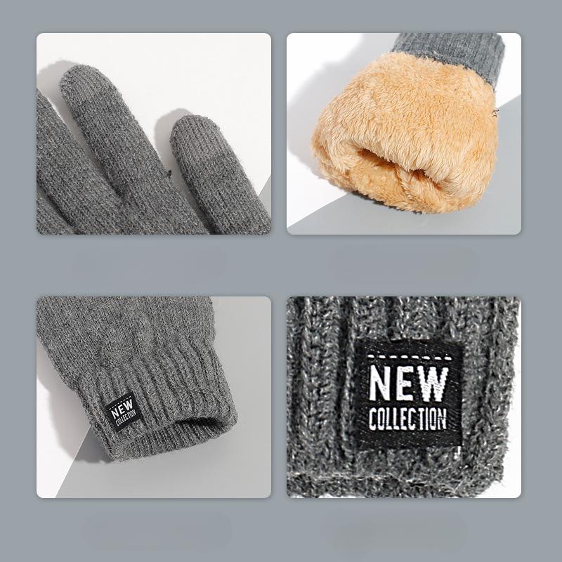 Gloves Winter Men Double Layer Fleece Lined Thick Driving Riding Cold Proof Thermal Knit Touchscreen Gloves Women
