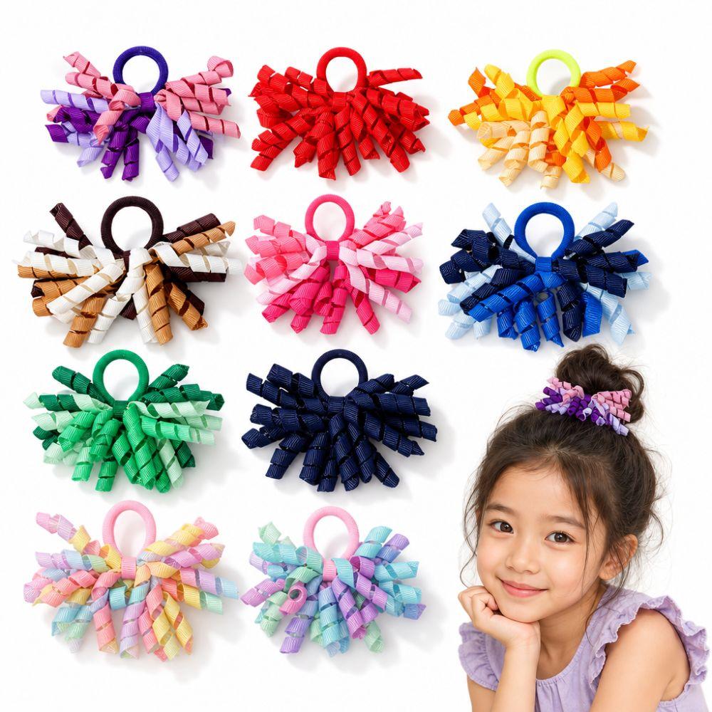 Elastic Tassels Hair Rings Curly Ribbon Threaded Rubber Band Cute Kids Hair Rope Cheerleaders