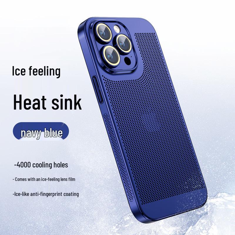 Electroplated Heat Dissipation Phone Case for iPhone 14 Pro Max and 13 with Lens Protection (16 Grid)