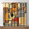 Violin Printed Blackout Drapes Classic Music Themed Window Curtains Musical Pattern Window Treatments Bedroom Decor Curtain