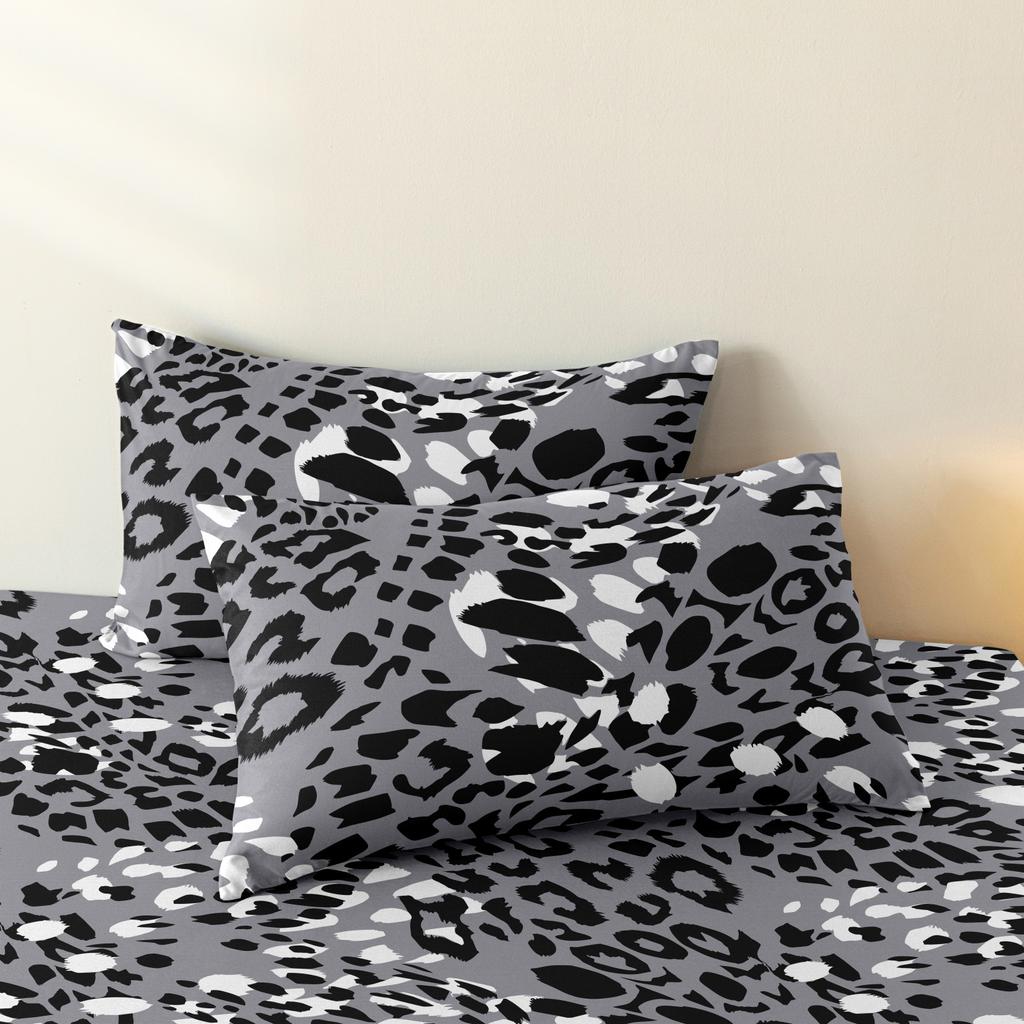3pcs Classic Leopard Print Gray Black And White Print Bedding Duvet Cover Set,Bedding Home Bedroom Hotel