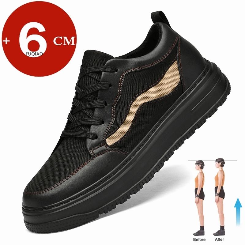 Mesh+Leather Height Increasing Elevator Shoes Men Woman Comfort Breathable Height Increase 6CM Man Sneakers Lift Casual Shoes