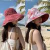 Double-Sided Women Fisherman Hat Flower Print Sunscreen Visor Cap Portable Summer Sun Hat  Travel