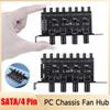 PC Chassis Fan Hub SATA/4 Pin Adapter 8 Channel CPU Cooling Fan HUB 4 Knob PC Case Cooling Fan Hub for CPU Chassis