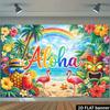 2D Summer Hawaii Aloha Tiki Mask & Flower Photo Booth Background