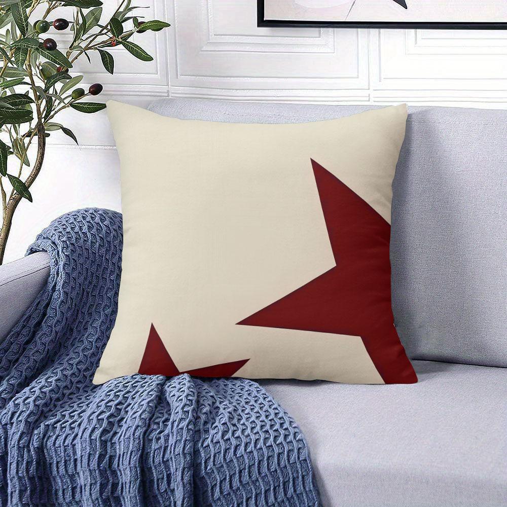 Burgundy Star square Jacquard Pillow Cover for Sofa Office Waist Cushion Cover Home Decorative Pillowcase
