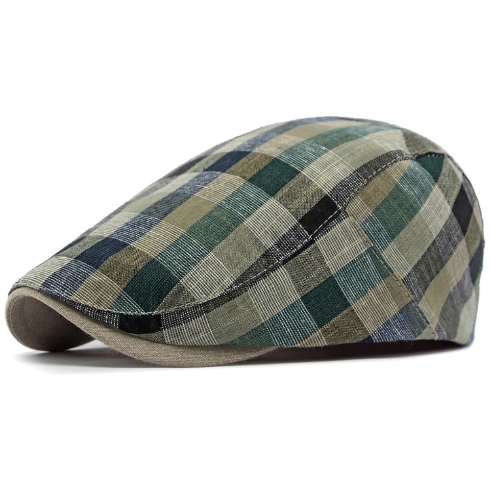 HT5056 Mens Berets Women New Spring Summer Sun Cap Artist Painter Beret Hat Male Female Ivy Flat Cap Adjustable Plaid Beret Caps