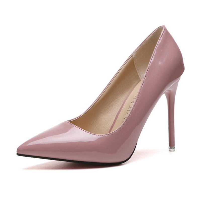 Fashion 2025 HOT Women Shoes Pointed Toe Pumps Patent Leather Dress High Heels Boat Shoes Wedding Shoes Zapatos Mujer Blue White