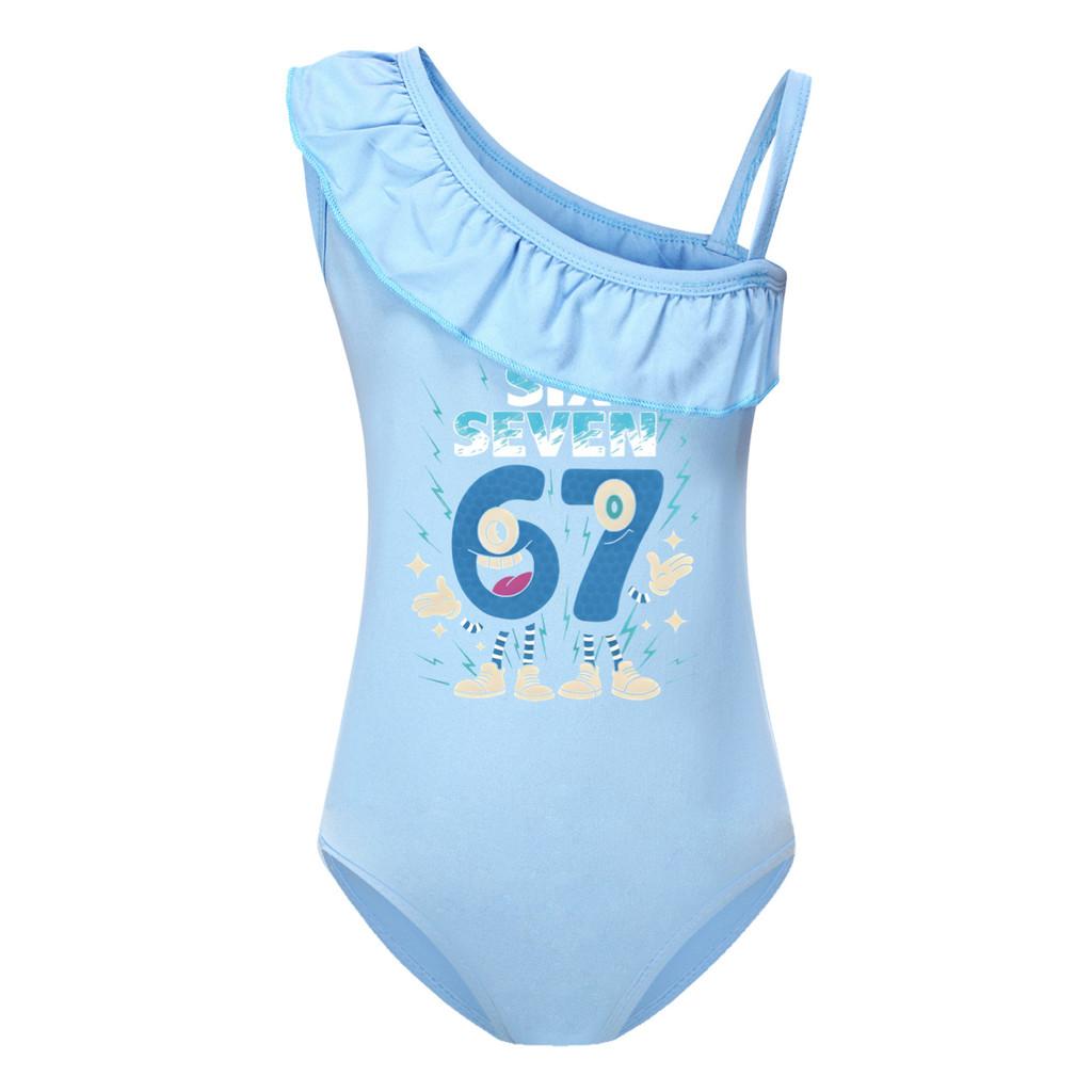 

5224 Детский купальник с рюшами и принтом 67 Six Seven для девочек 100cm