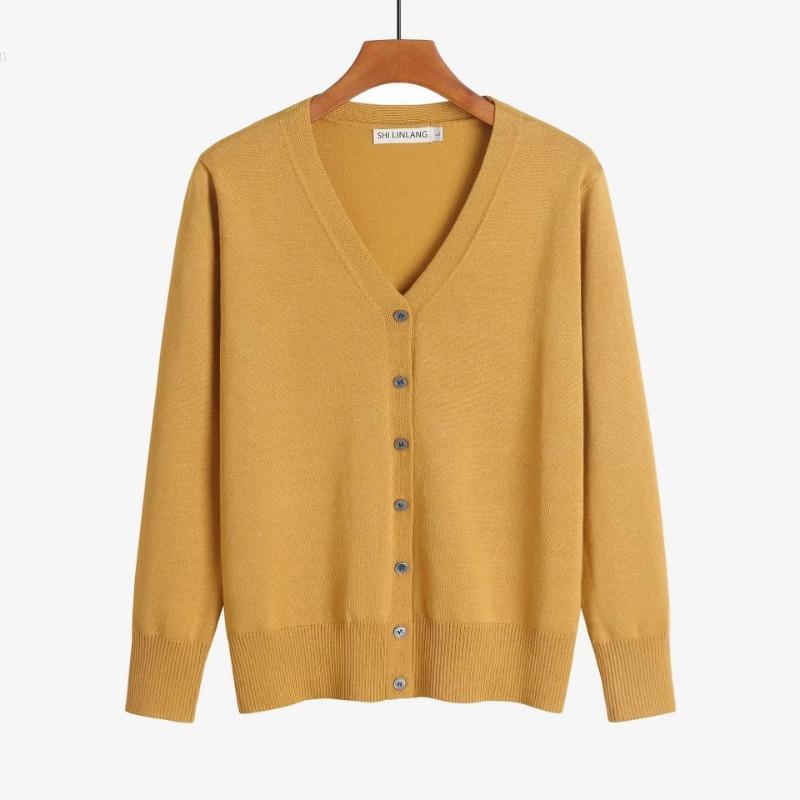 2023 Autumn Office Sweater Knitwear Casual V-neck Long Sleeve Cardigan Versatile Solid Button Knitted Cardigans Outwear 29625