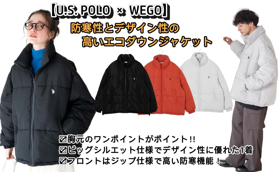 WEGO Down POLO Down Padded Winter Golf Size Dark Orange Men's Eco-Friendly Jacket, Web-Exclusive, Custom-Made, U.S. ASSN., Outerwear, Blouson, Wear,