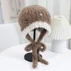 New Multi Color Button Plush Woolen Cap Ear Protecting  Warm Fashionable and Versatile Knitted Cap  Cute and Face Enhancing Small Snow Cap