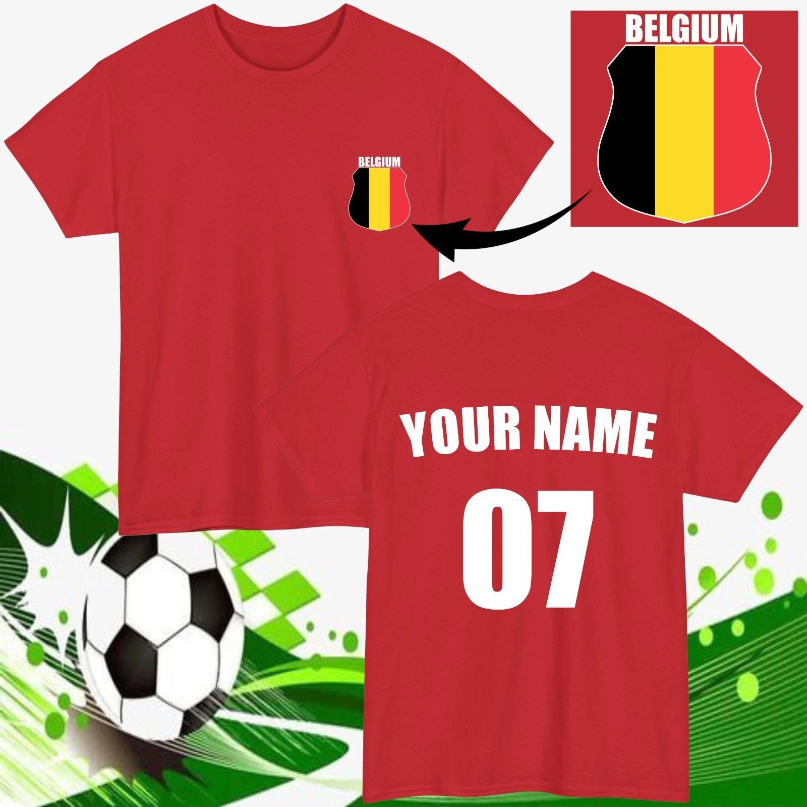 

Personalised Belgium Football T-T-Shirt Custom Name Number Fan Gift Unisex Tee Top 2XL