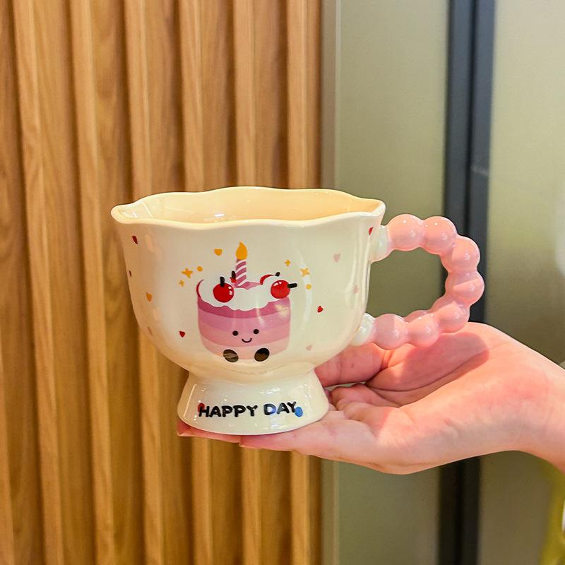 Super roztomilý chlebový hrnek dívčí domácí pitný hrnek kancelářský keramický hrnek snídaňový hrnek dárek k narozeninám
