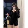 Womens Hooded Fleece-Lined Long Sleeve Top Winter Warm Outerwear Casual Fitness Wear