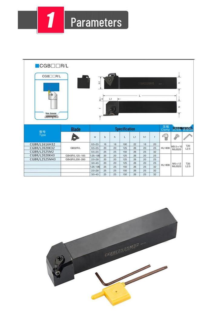 CNC Clamp-Type Vertical Mount Retaining Ring Groove Tool Holder with Kyocera Turning Inserts