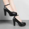 6 9 11cm Kleine Größe 32-43 Flache Echtlederschuhe Damen Plateau-Pumps 2025 Büro-Modell Block Hohe Absätze Schuhe Damen