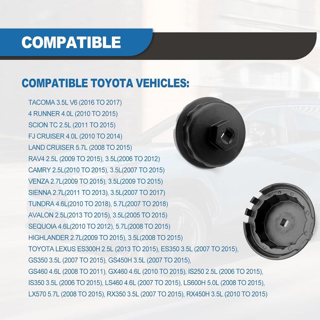 Oil Filter Cap Removal Tool Compatible With Toyota, Lexus, RAV4,Camry, Tundra, Highlander, Sienna-Heavy Duty Cup Oil Filter Cap Removal Socket For