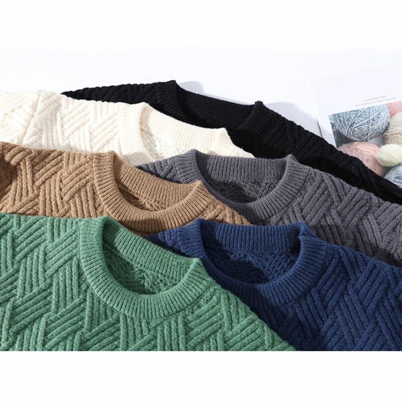 Japanese Style Round Neck Couple Sweater Plain Weave Style Casual Versatile Trendyy Men's Long-Sleeved Sweater