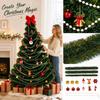 Christmas Tree Decoration Set with Dark Green Strips, Colorful Garlands and Ribbons for Holiday Display
