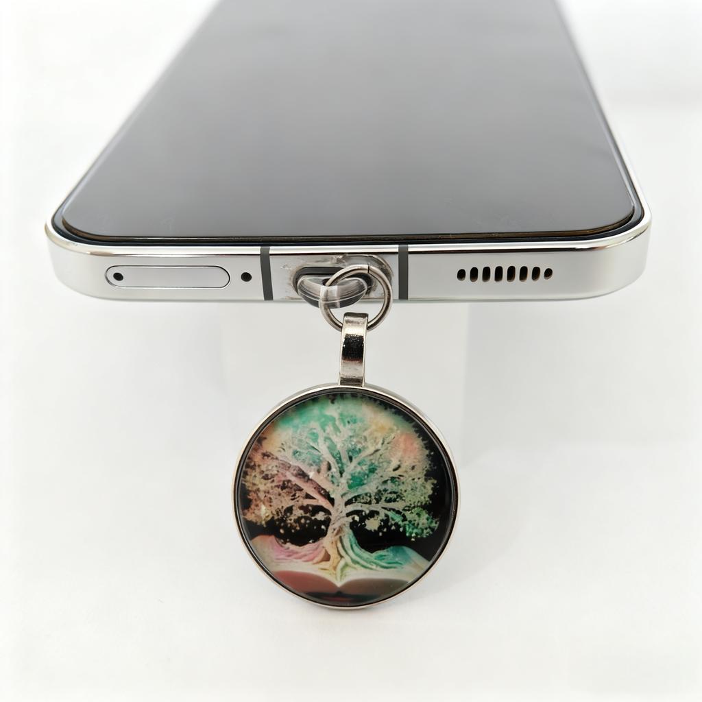 Tree of Life Art Phone Dust Plug, Naturally Express Your Personality Charm, for Iphone/Type-C Charging Port Smartphones
